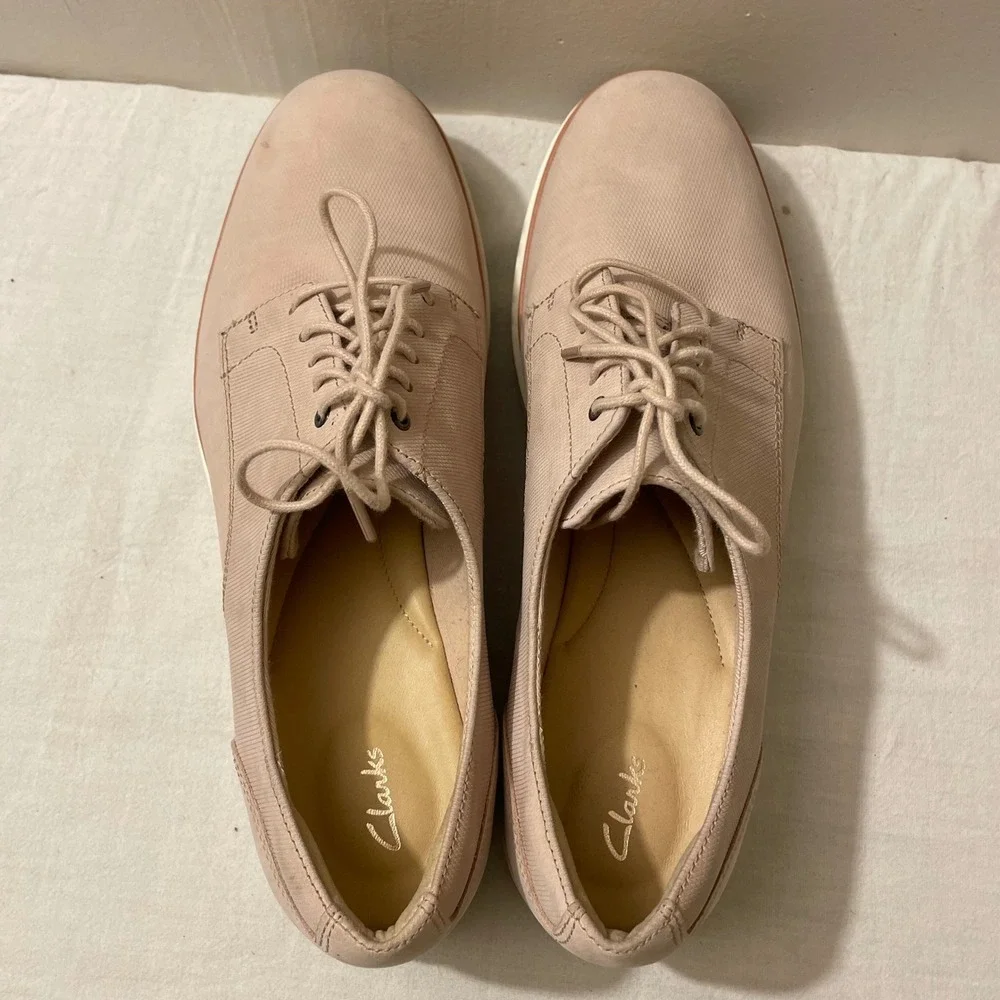 Clarks Women's Size 10‎ Pink Teadale Rhea  Platform Oxford Shoes Suede Derby